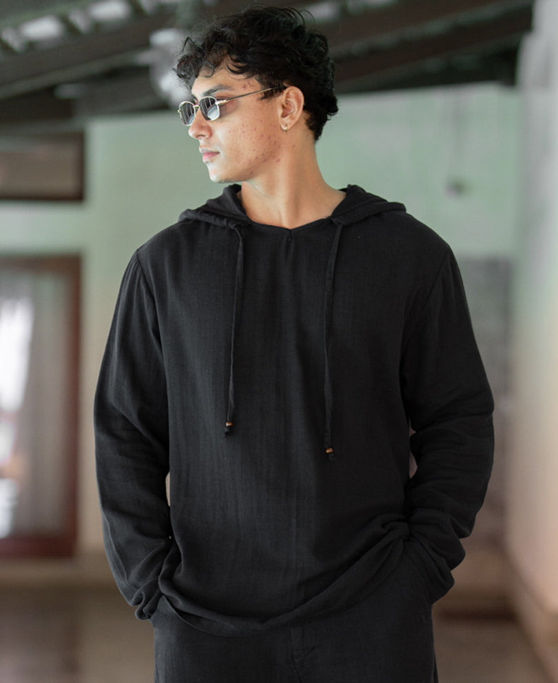Black Lightweight Hooded Cord Set