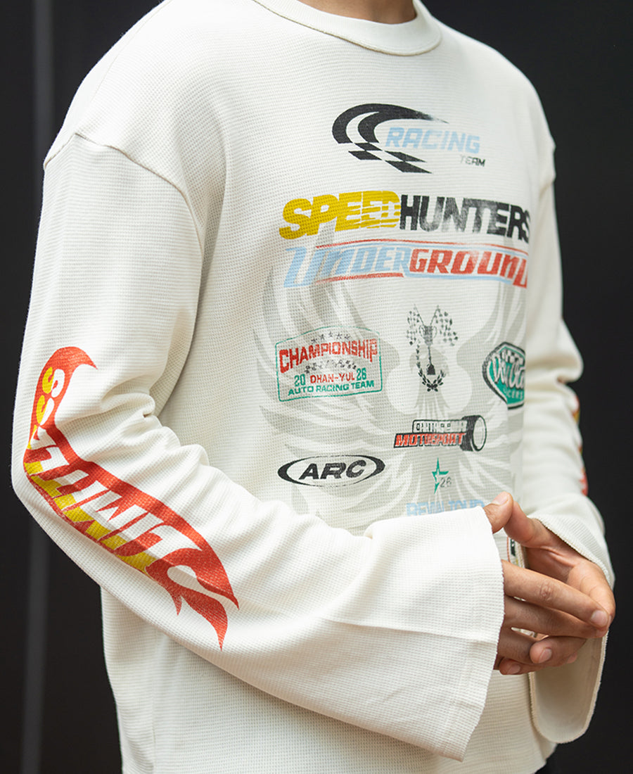 Cream Boxy Racing T-Shirt