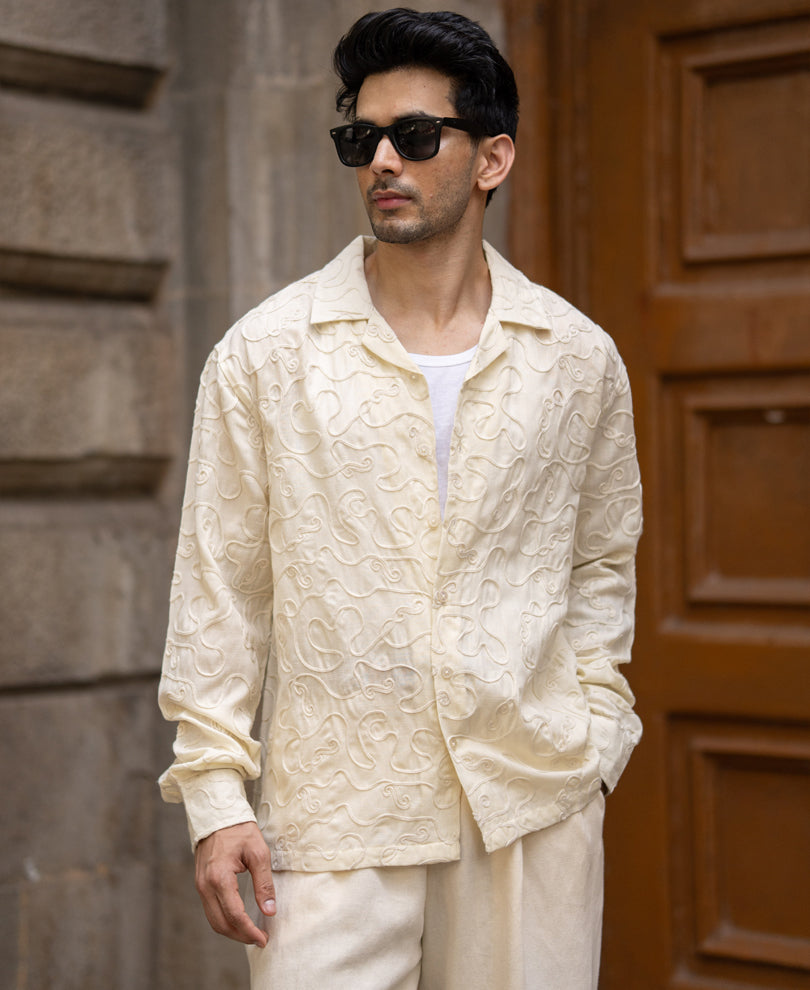 Cream Embroidery Shirt